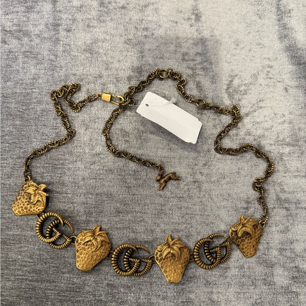 Gucci Gold Strawberry Chain Belt